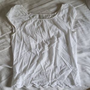 Womens White Blouse with Floral